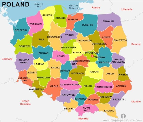 mapa Polsko země