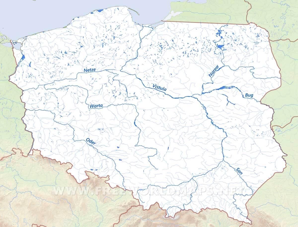 mapa Polska řeky