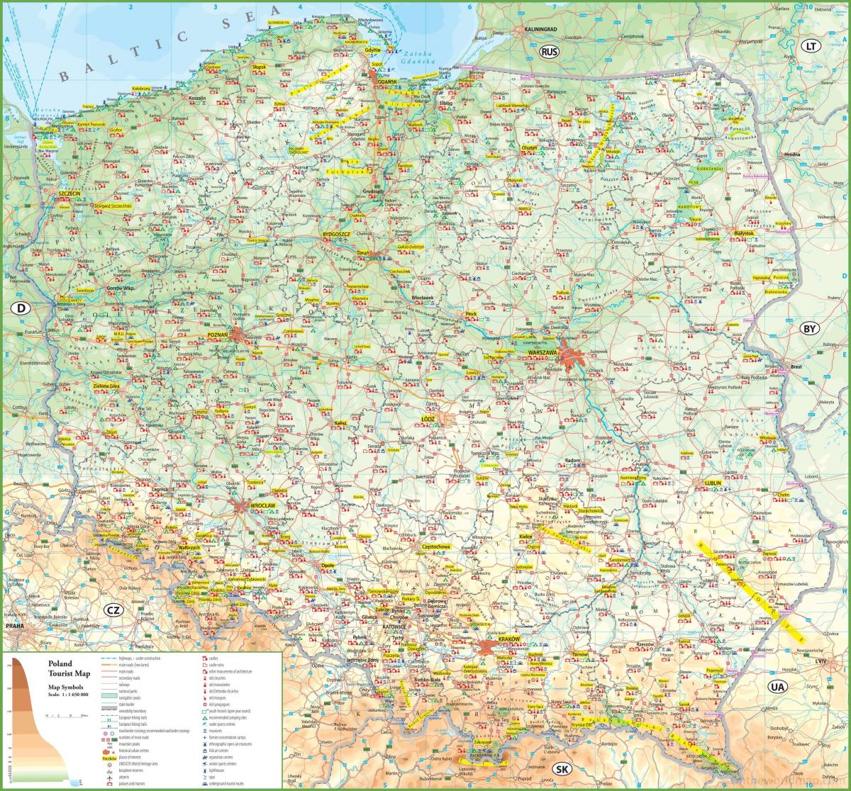 Polsko atrakce mapa