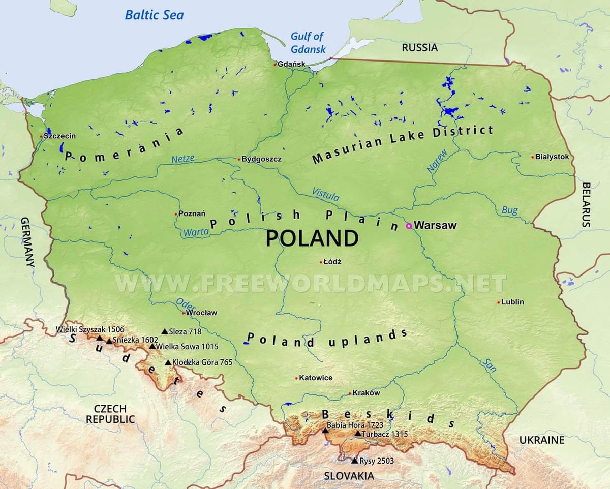 mapa Polska hory