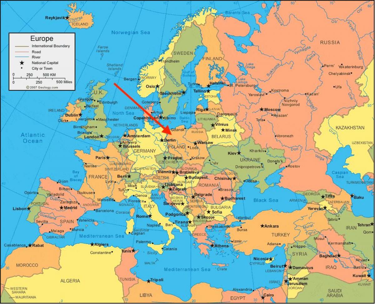 mapa Polsko, evropa