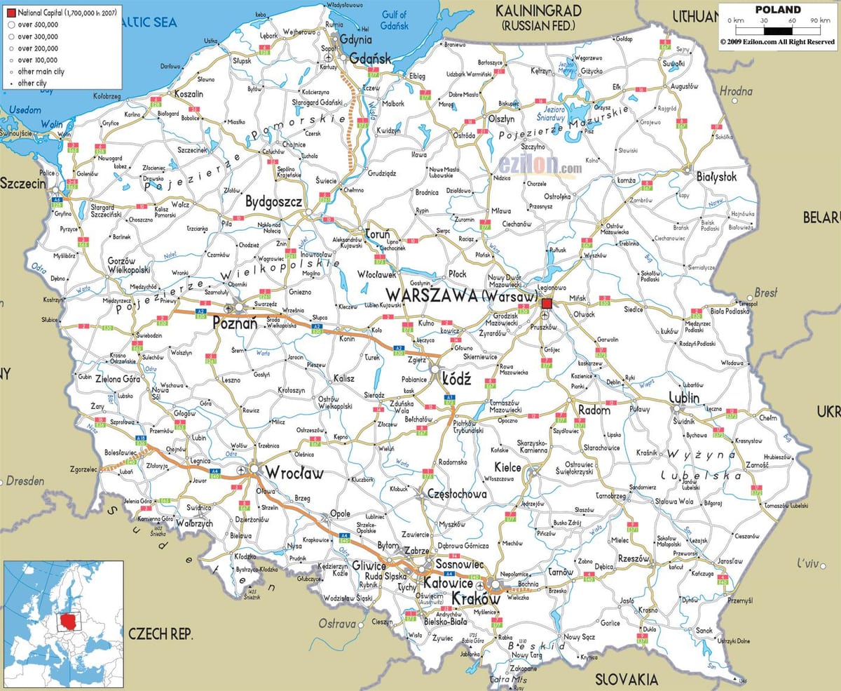 mapa Polska silnice
