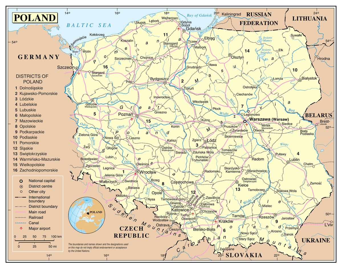 mapa Polska transporty