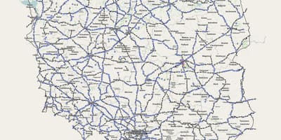 Železniční mapa Polska