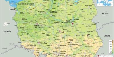 Mapa Polska physcal