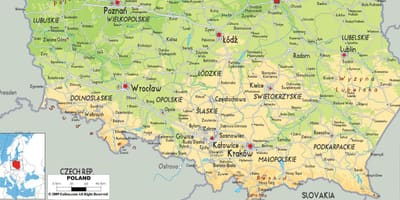 Mapa jižní Polsko