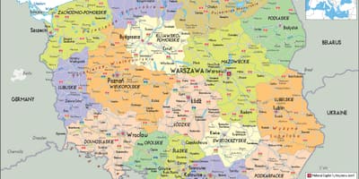 Polska a okolních zemí mapě