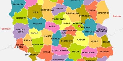 Mapa Polsko země