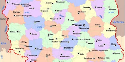 Mapa Polska měst