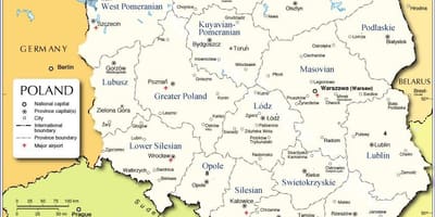 Mapa Polska regionů
