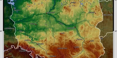 Mapa Polska nadmořská výška