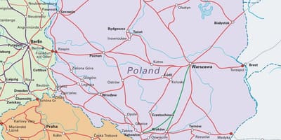 Mapa Polska vlak