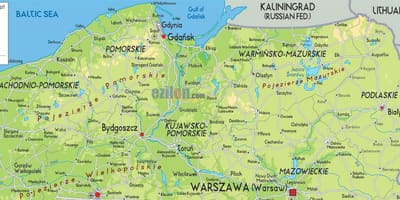 Mapa severní Polsko